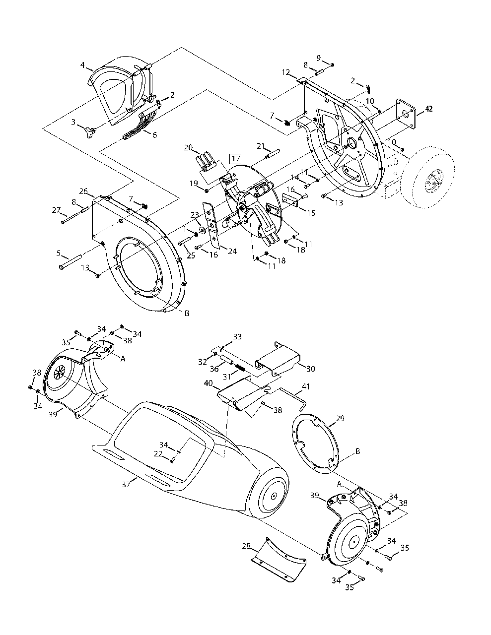 Chipper Shredder Impellerandhopper Diagram and Parts List for CS45M4 (24A-45M4700)(2014) Yard Machines Chipper Shredder